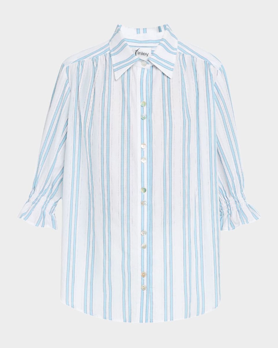 Sirena Drop Needle Striped Button-Down Shirt